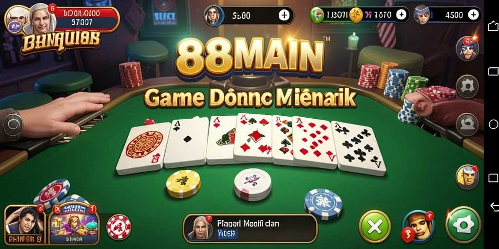 Tampilan gameplay Domino di 88MAIN yang penuh warna dan menarik.