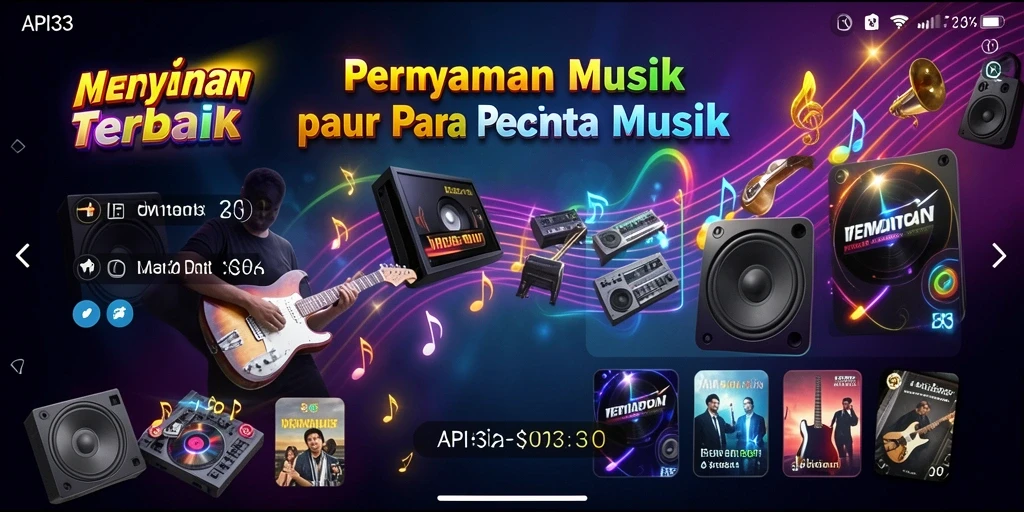 Screenshot utama gameplay API33 menampilkan pemain asyik memainkan musik.