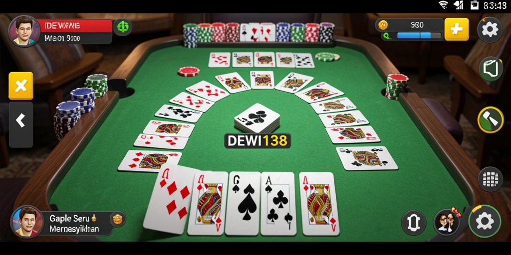 Tampilan gameplay DEWI138 dengan momen seru permainan Gaple.