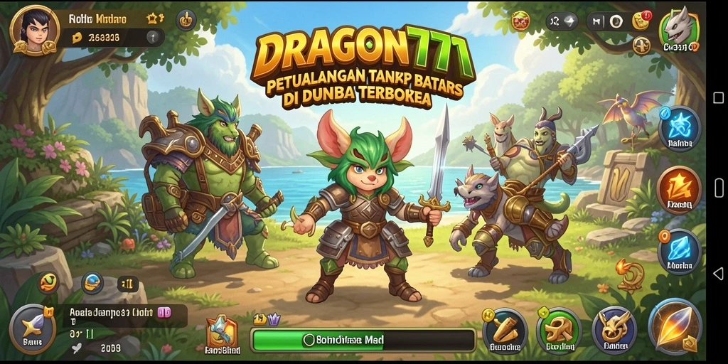 Tampilan gameplay seru dari dunia terbuka DRAGON777 yang luas.