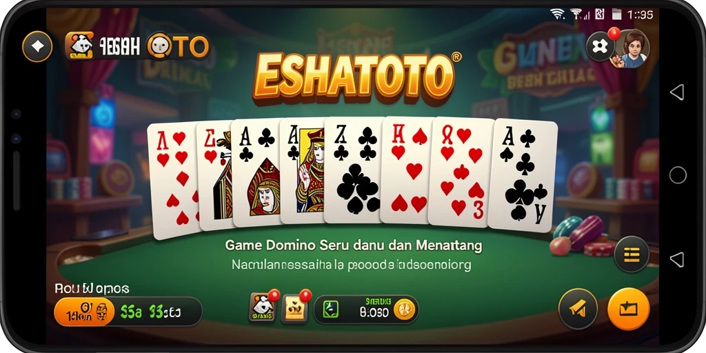 Tampilan gameplay ESHATOTO yang menarik dengan dominasi tindakan domino.