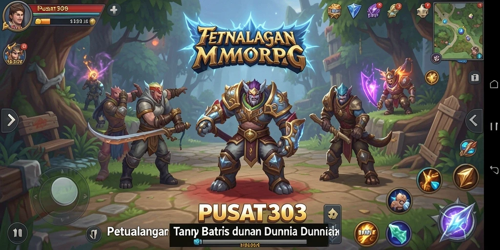 Screenshot gameplay PUSAT303 memperlihatkan aksi seru dalam pertempuran MMORPG.