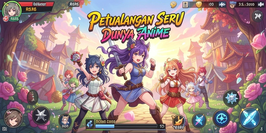Tampilan gameplay R6R6 menampilkan petualangan seru karakter anime.