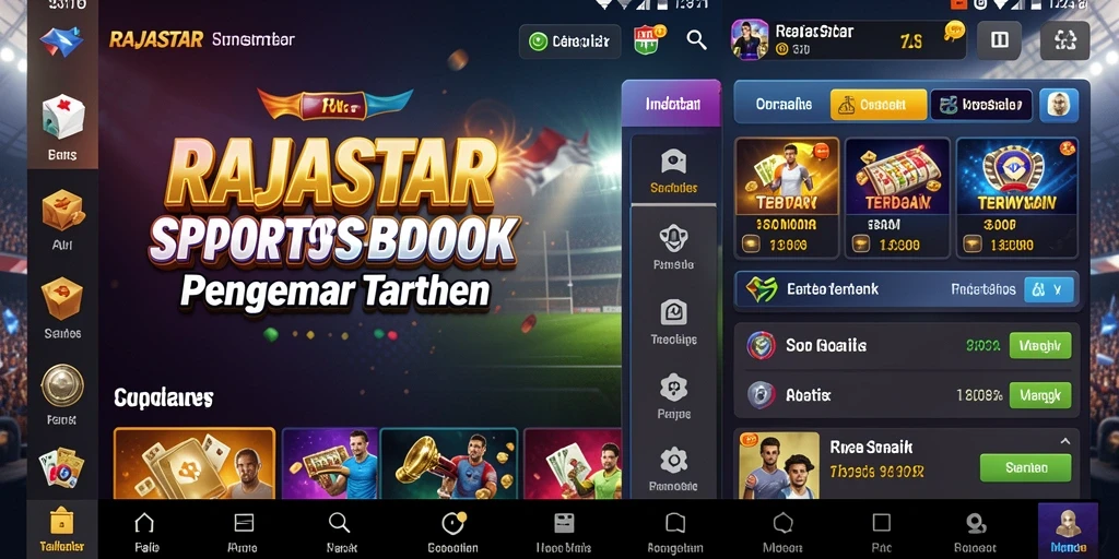 Tampilan menarik dari antarmuka aplikasi Sportsbook RAJASTAR.