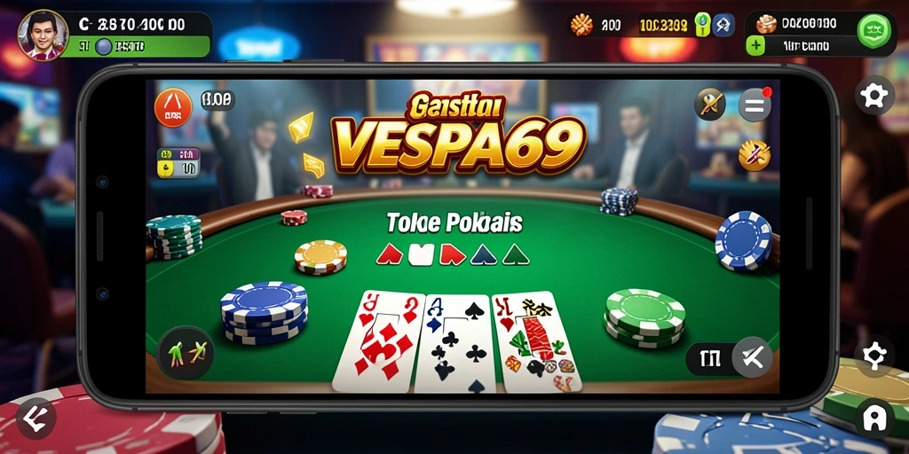 Screenshot VESPA69 yang menunjukkan keseruan bermain Poker.